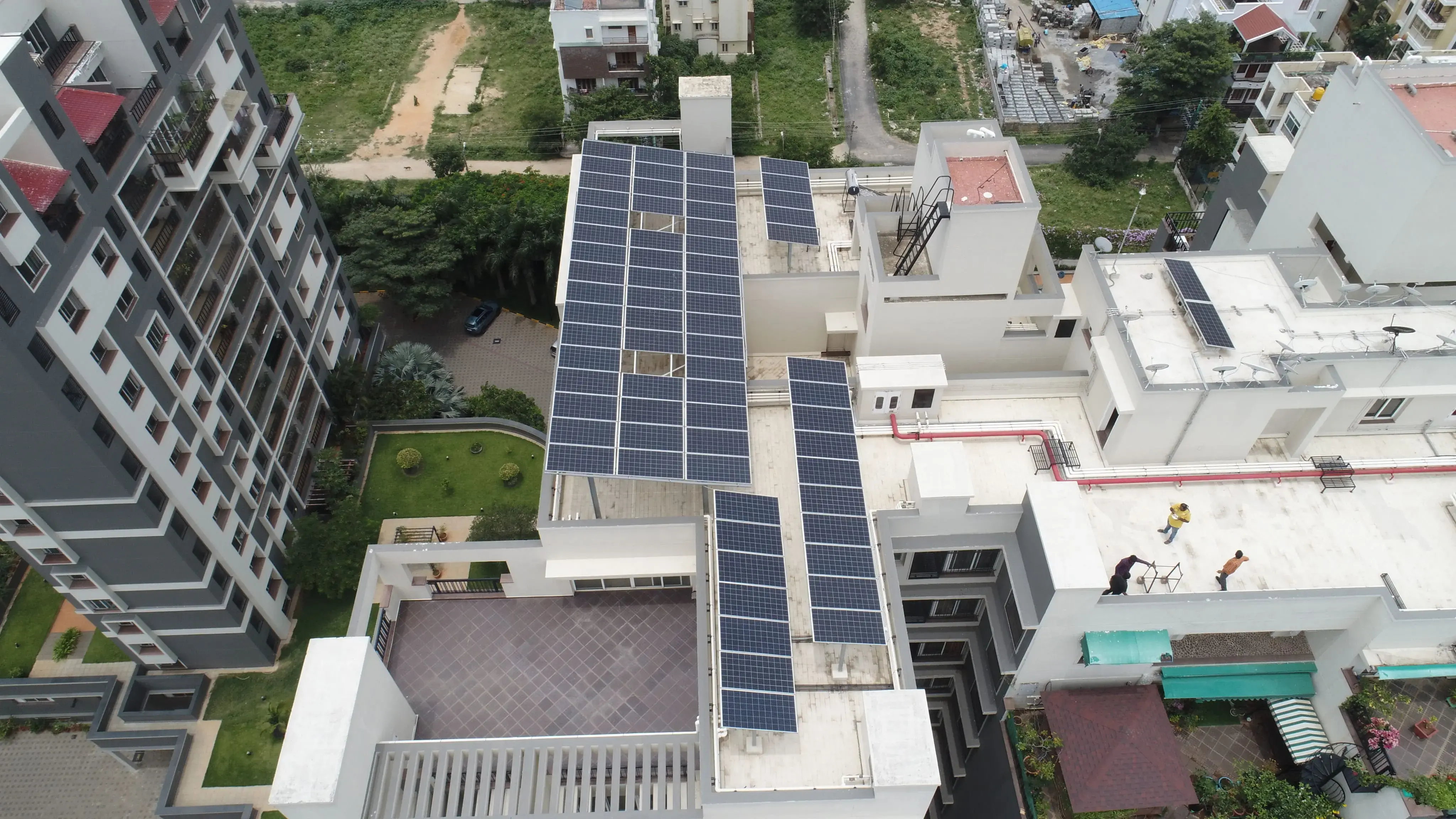 Mumbai aerial view with solar panels